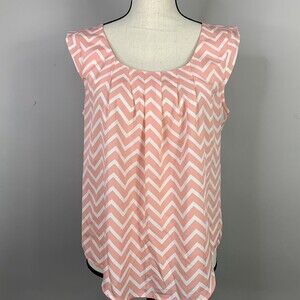 Candies Pull On Blouse Women Large Cap Sleeve Chevron Pattern Silky